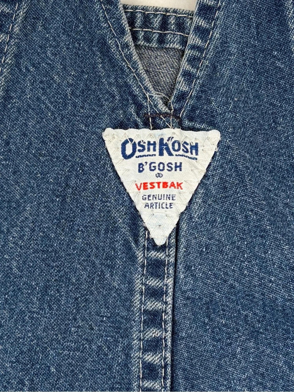 VTG Oshkosh B’Gosh Vestbak Solid Denim Blue Jean Overalls‎ Made in USA Unisex 3T